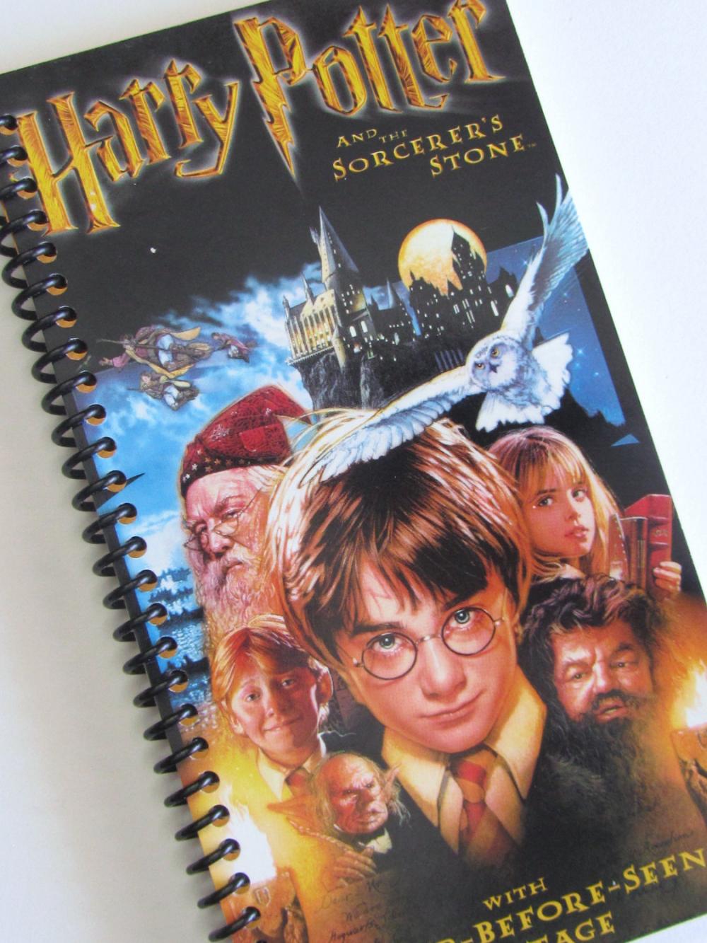 Harry Potter Notebook Journal Upcycled Spiral Notebook Recyled Earth Friendly Made From An Actual Vhs Movie Cover Sorcerer's Stone