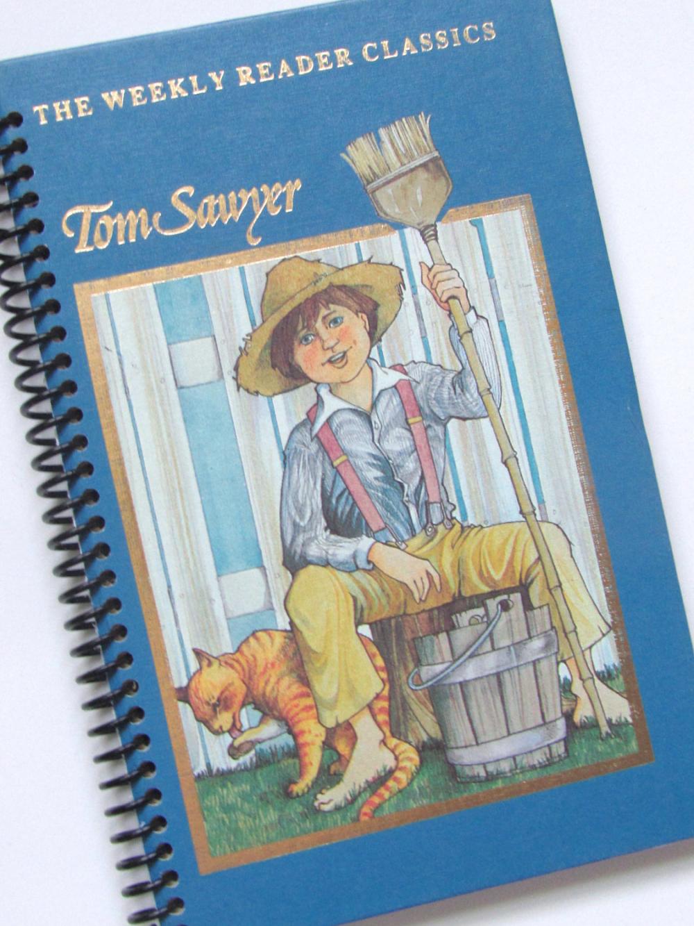 Tom Sawyer Journal Notebook Classic Mark Twain Book Recycled Upcycled Spiral Bound Weekly Reader Classics