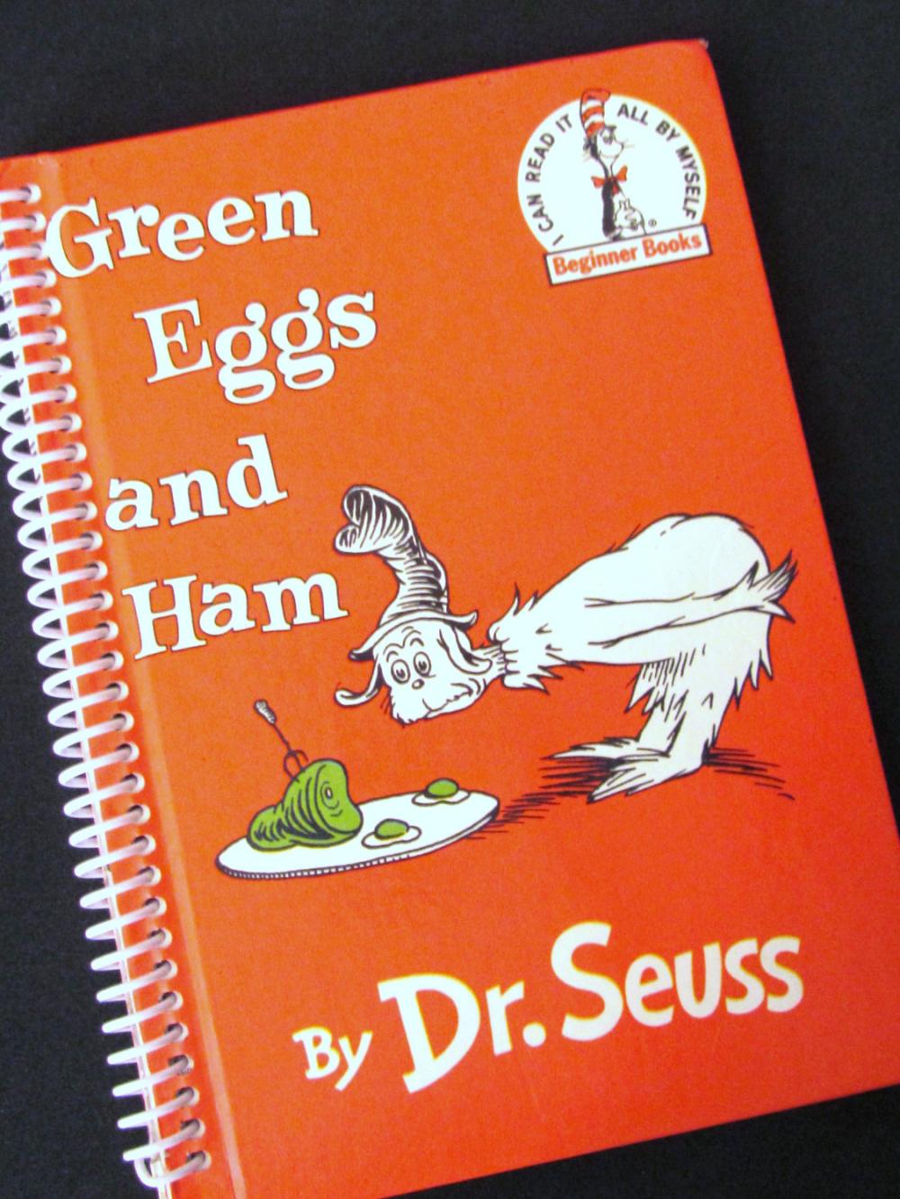 Dr. Seuss Upcycled Green Eggs And Ham Journal Book - Recycled And Earth Friendly - Beginning Reader Book
