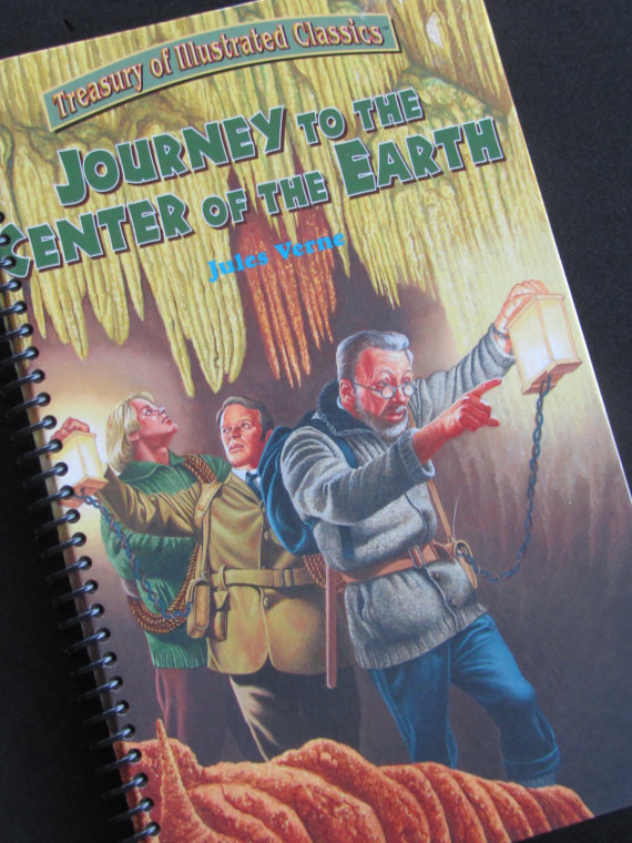 Journey To The Center Of The Earth Journal Notebook Diary Classic Book Recycled Upcycled Spiral Bound