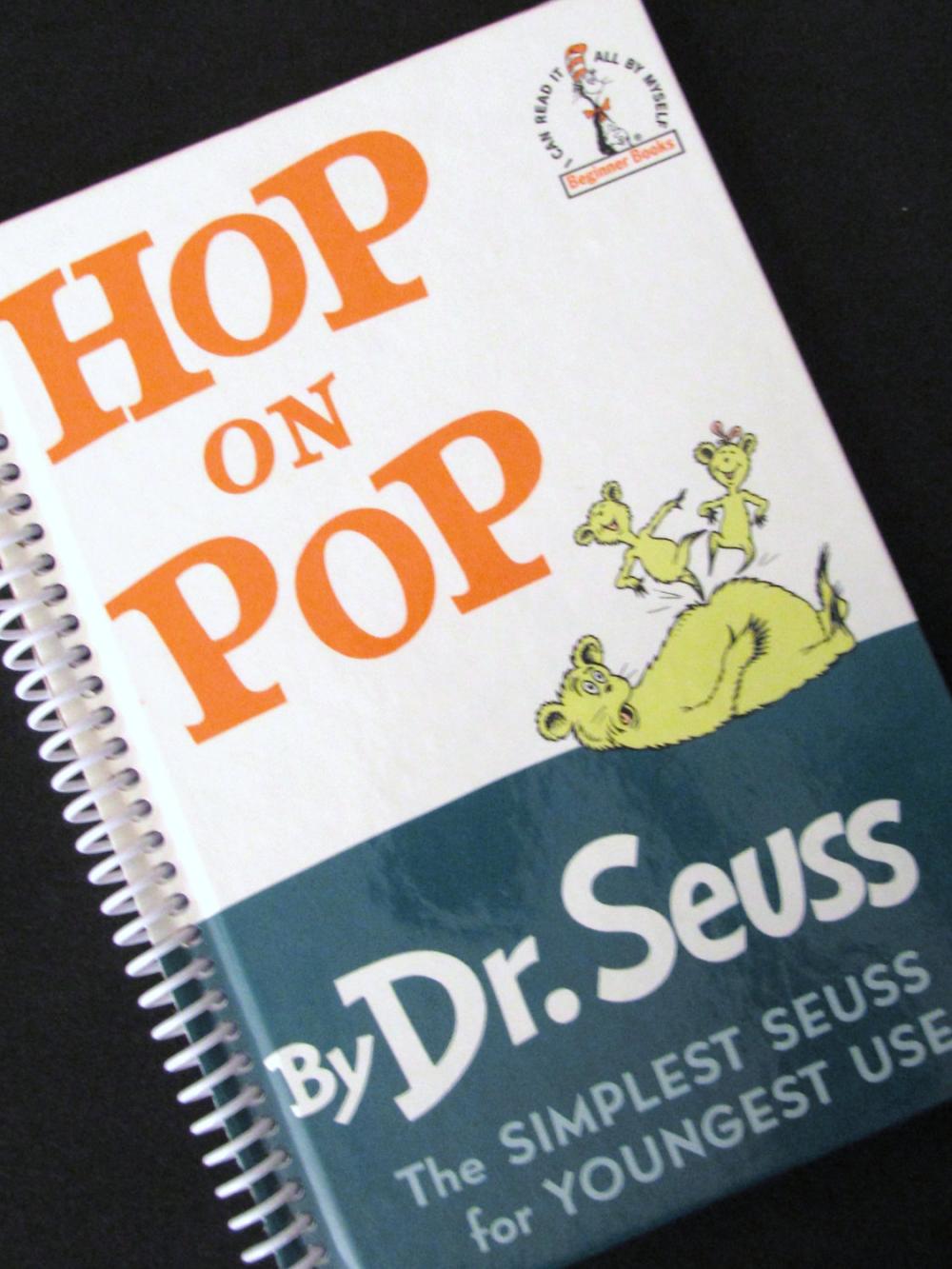 Dr. Seuss Hop On Pop Journal Upcycled Book - Recycled And Earth Friendly - Beginning Reader Book